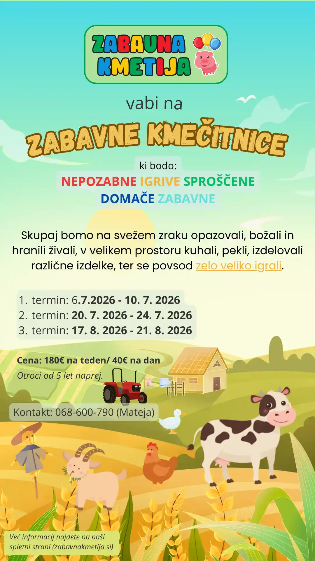 Letak zabavnih kmečitnic
